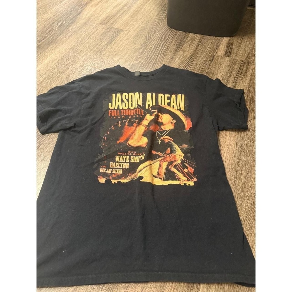 Jason Aldean Full Throttle Tour 2023 Concert T-Shirt Black Large Gildan Tee